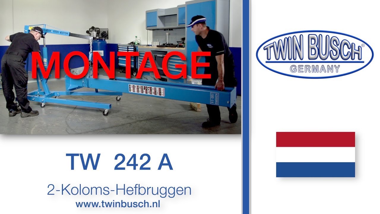 Opbouw montage video van de TW 242 A TWIN BUSCH® 2-koloms hefbrug