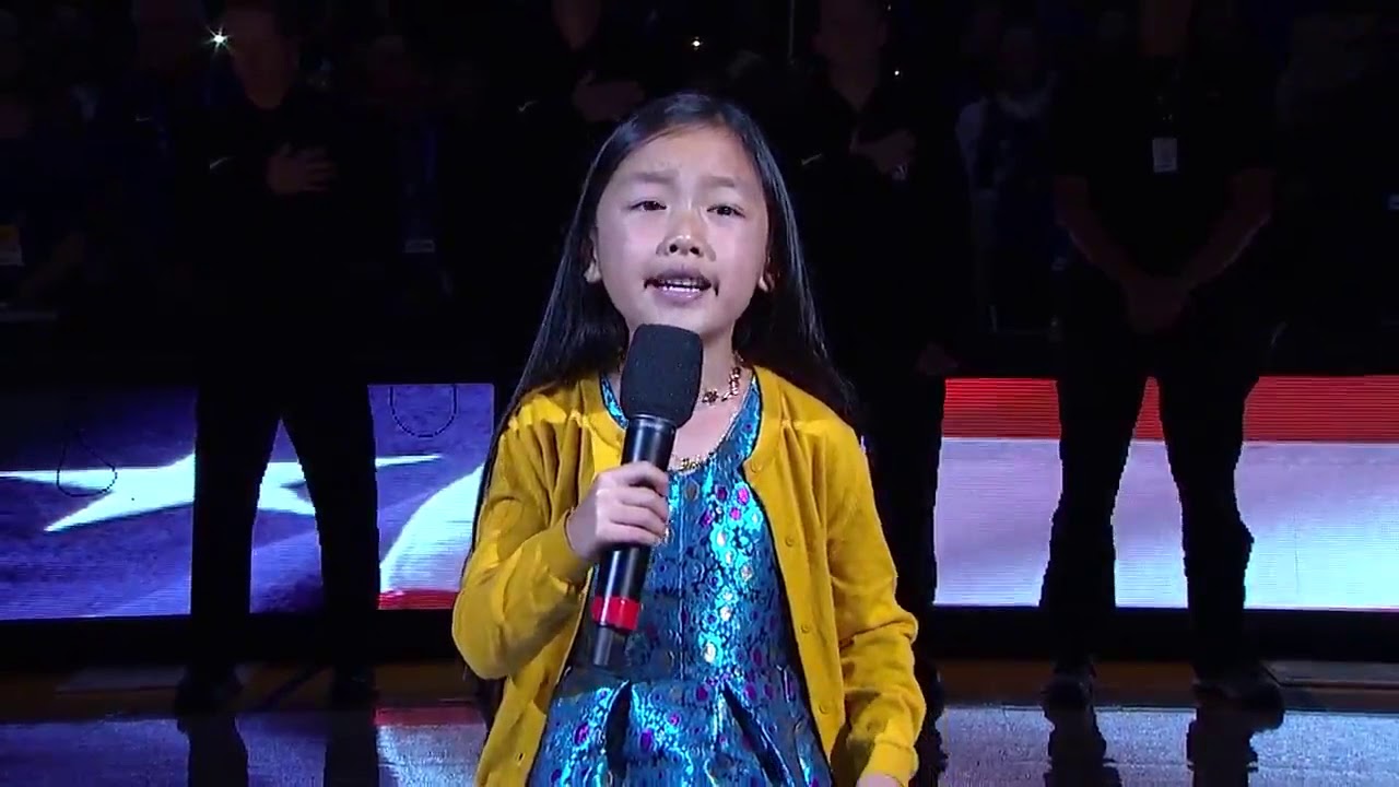 #MaleaEmma (7 yo) singing National Anthem at Golden State Warriors game