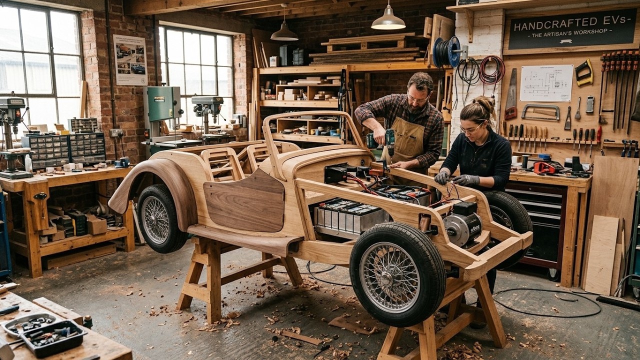 The Production Process of a Wooden Convertible Electric Car in a Small Workshop!