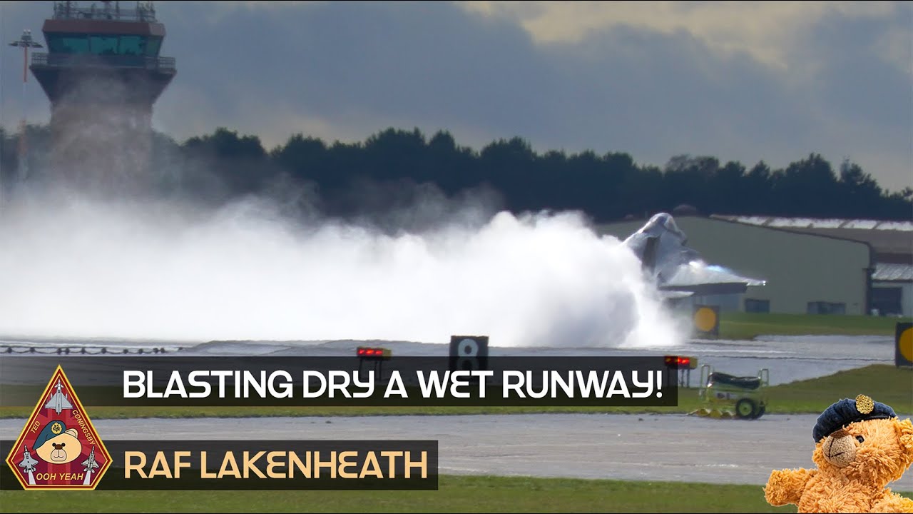 DRYING UP A WET RUNWAY! F-35 EXPLOSIVE TAKEOFF RAIN CLEARED 43,000LBS JET BLAST • RAF LAKENHEATH