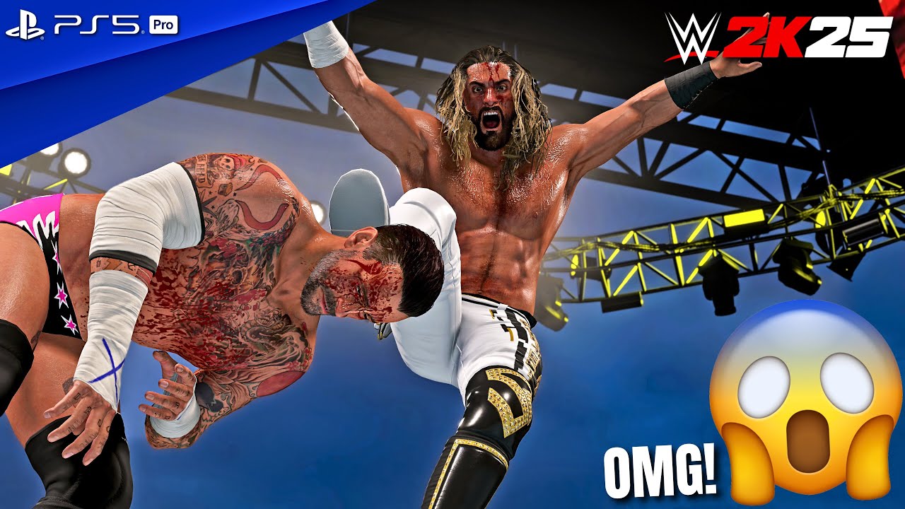 WWE 2K25 - Seth Rollins vs. CM Punk vs. Roman Reigns - Triple Threat Match at WrestleMania 41 | 4K