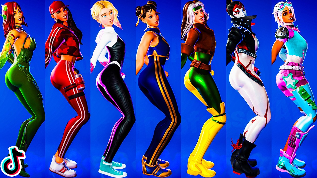 Fortnite Mine Emote Showcase With Top 500+ Thicc Girl Skins 🍑 New Icon Series Tiktok Sussy Dance 😜4K