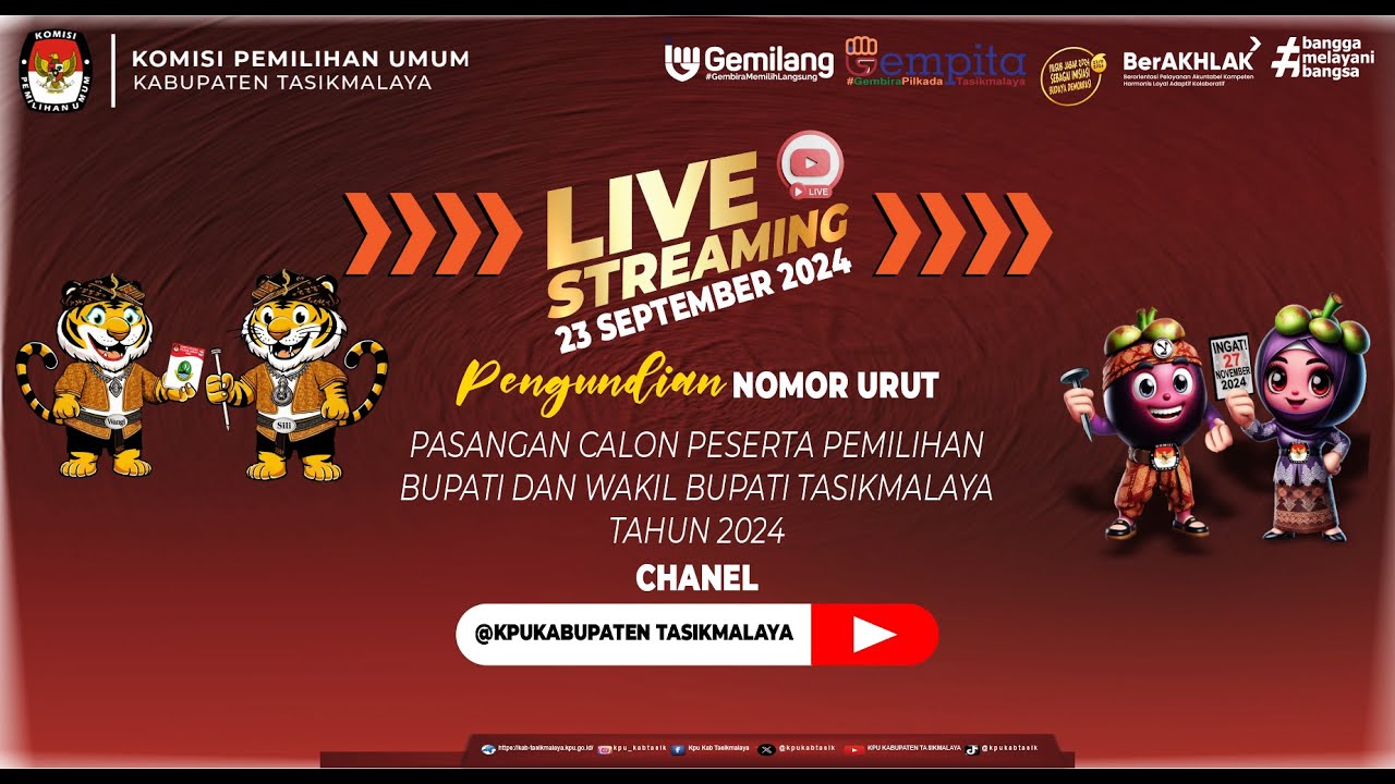 Pengundian Nomor Urut Peserta Pemilihan Calon Bupati dan Calon Wakil Bupati Tasikmalaya Tahun 2024