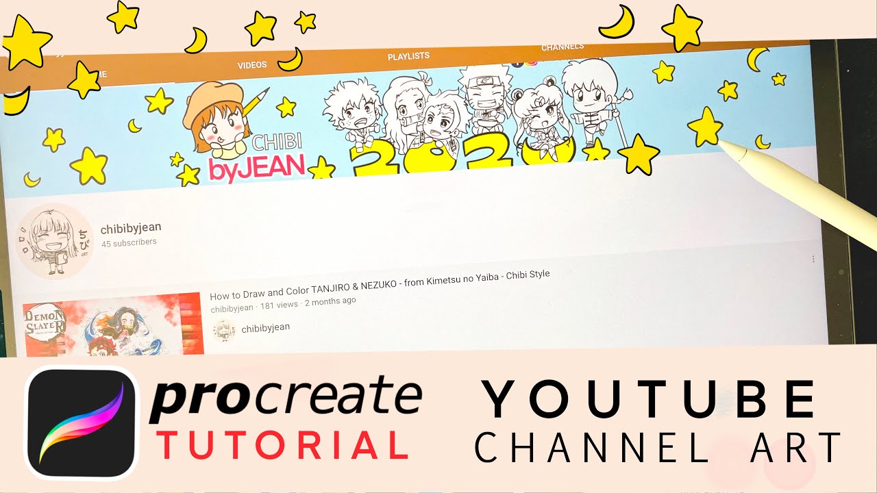 PROCREATE TUTORIAL: How to Create YouTube Banner/Channel Art on IPAD- CHIBI Style