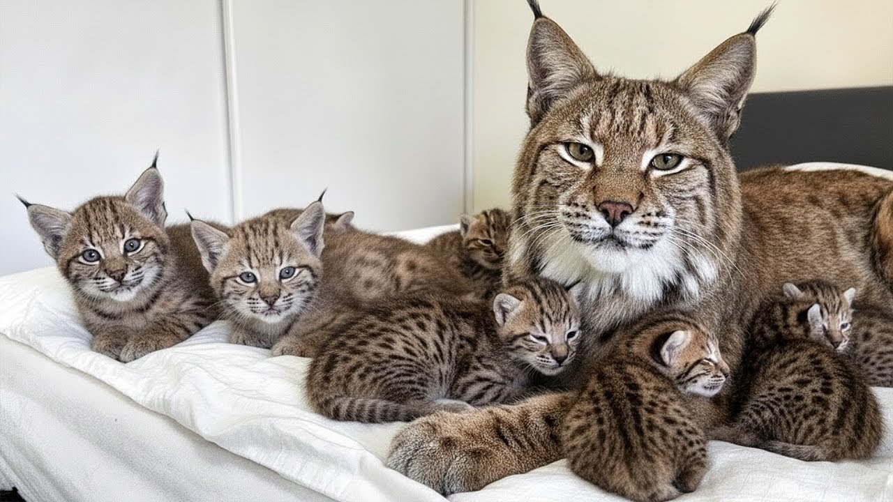 This bobcat rescued from the illegal pet trade, now he’s foster dad to nine orphaned bobcat kittens