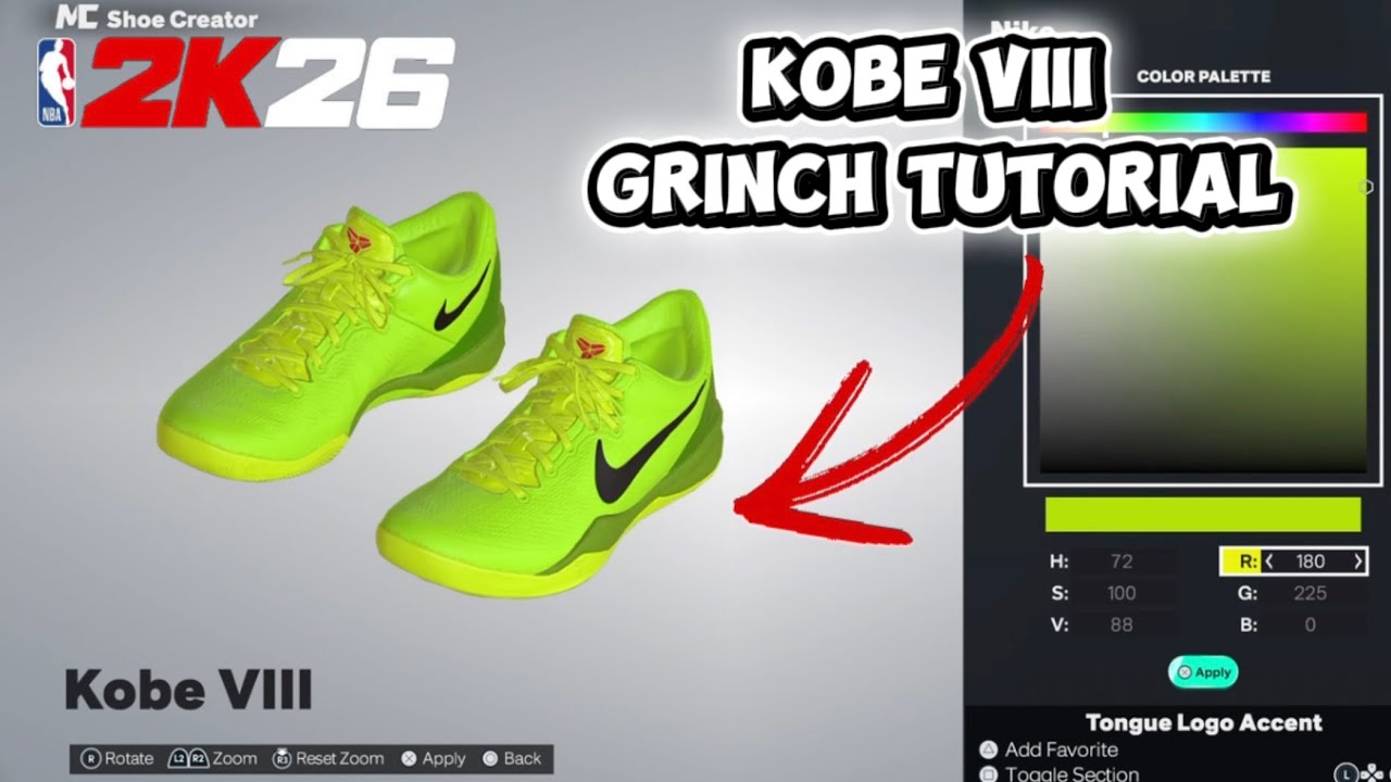 Kobe 8 Grinch Custom Design in NBA 2K26