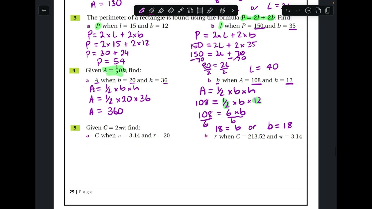Substitution into Formulas 