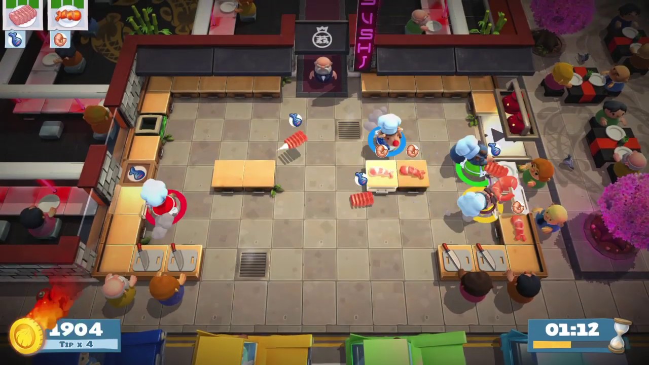 Overcooked 2 - Level 1-1 (4 players) Score: 3776