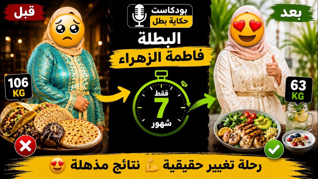 (4) بودكاست حكاية بطل : البطلة فاطمة الزهراء من البتيبان و طاكوس إلى الوجبات نقية و صحية