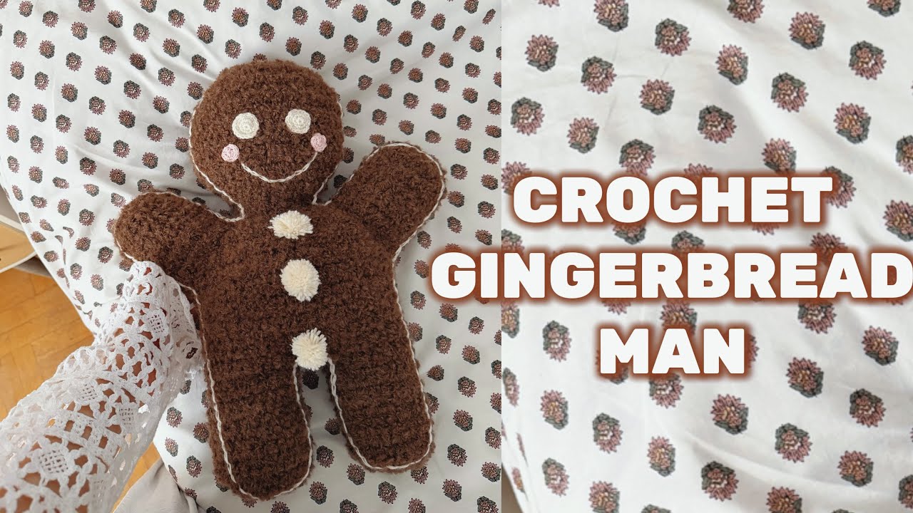 Подушка-пряничный человечек крючком 🎄 / Мастер-класс по рождественскому декору