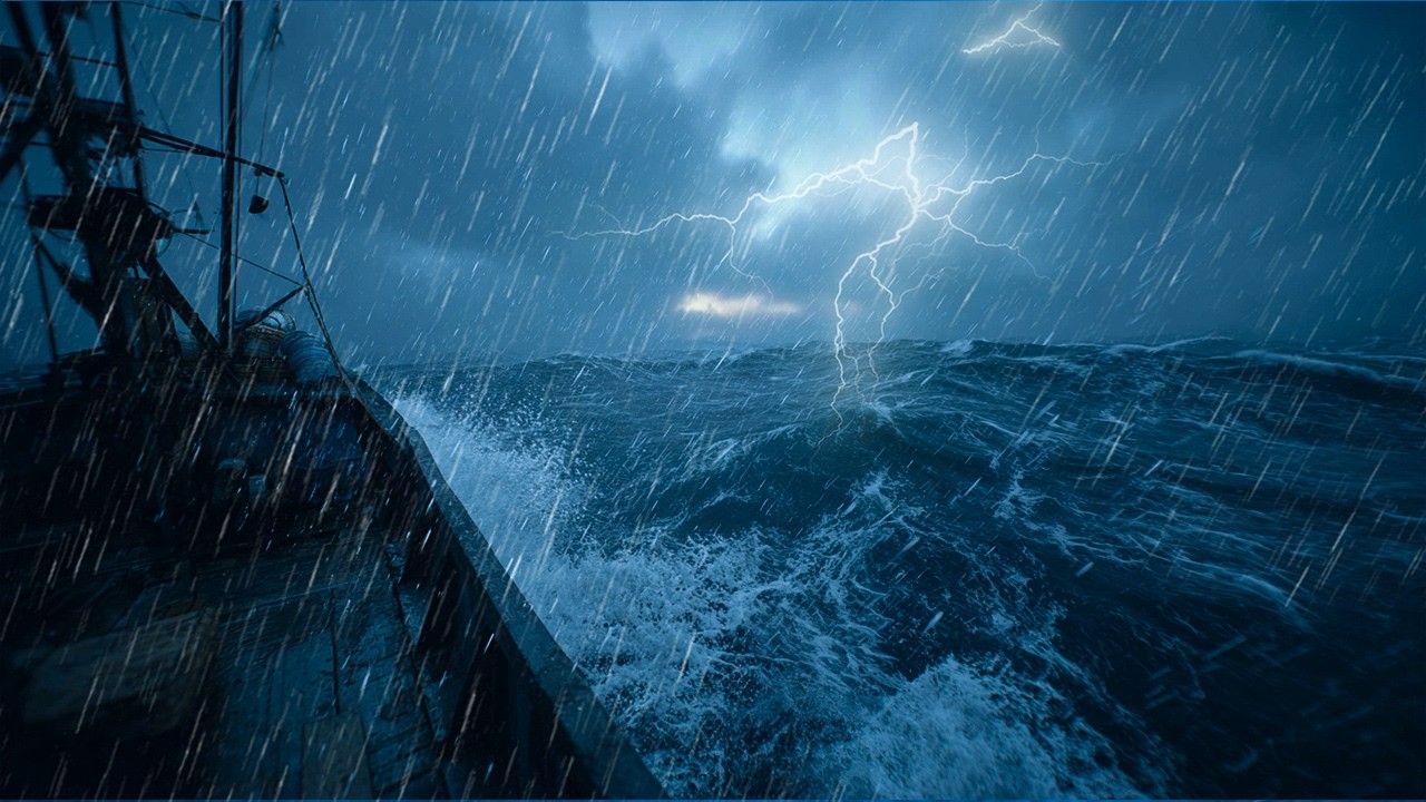 Ocean Storm and Rain: Calming Sounds of Waves and Thunder for Sleep