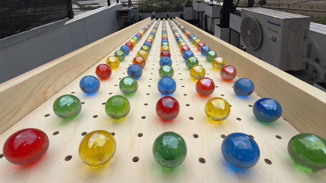 Marble Run 23 – Long Roadl Marble Run, Satisfying Rolling Marbles
