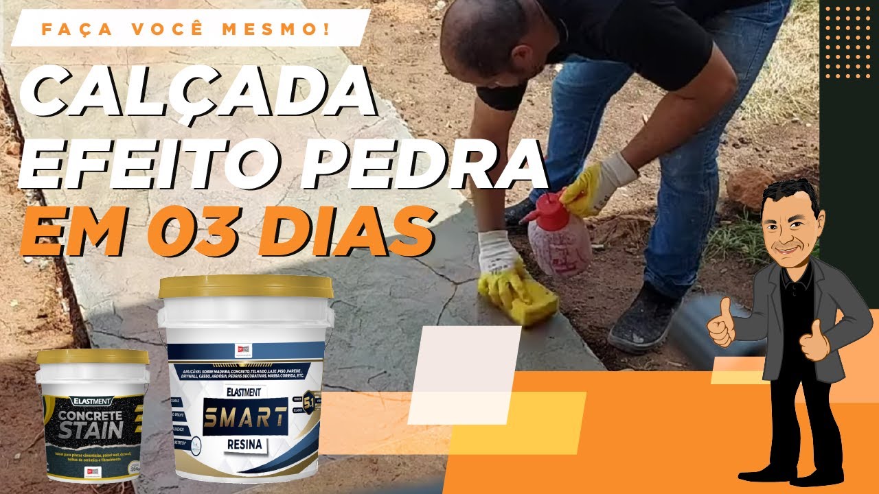 CAL&Ccedil;ADA COM EFEITO PEDRA EM APENAS 03 DIAS - FA&Ccedil;A VOC&Ecirc; MESMO! ELASTMENT SMART RESINA E CONCRET STAIN
