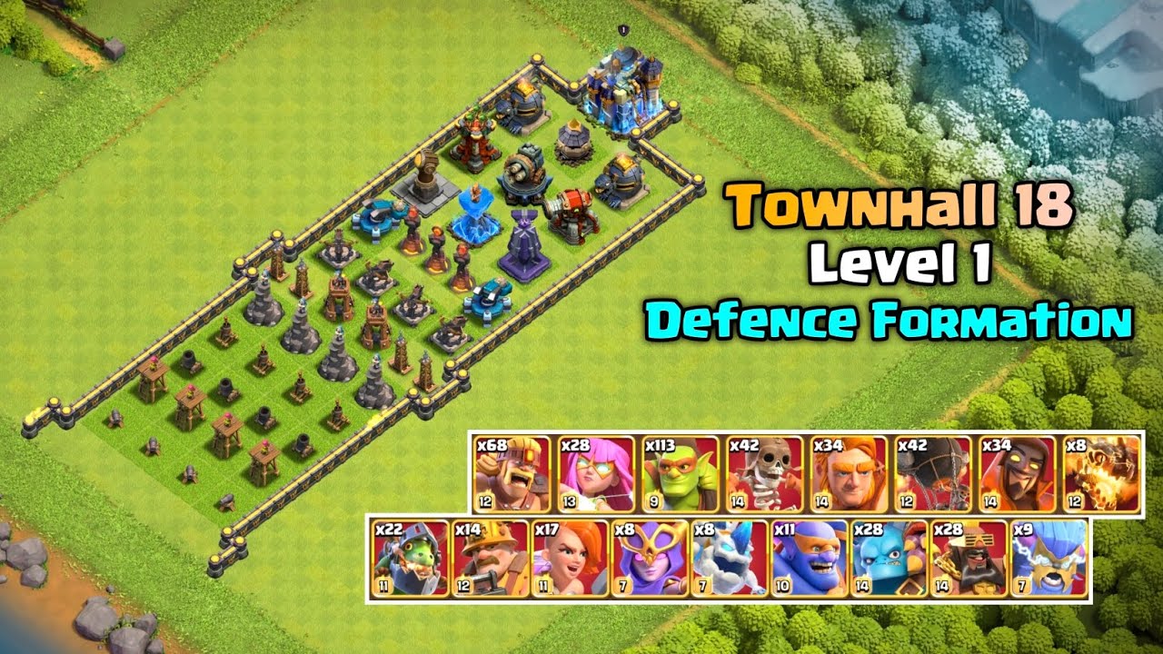 Which Super Troop can Beat Townhall 18 with Level 1 Defence Formation | Clash Of Clans | #coc 
