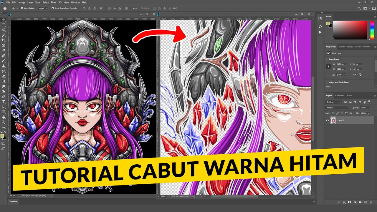 Tutorial Cabut Warna Hitam di Photoshop | Kelas Desain Sablon Digital Printing