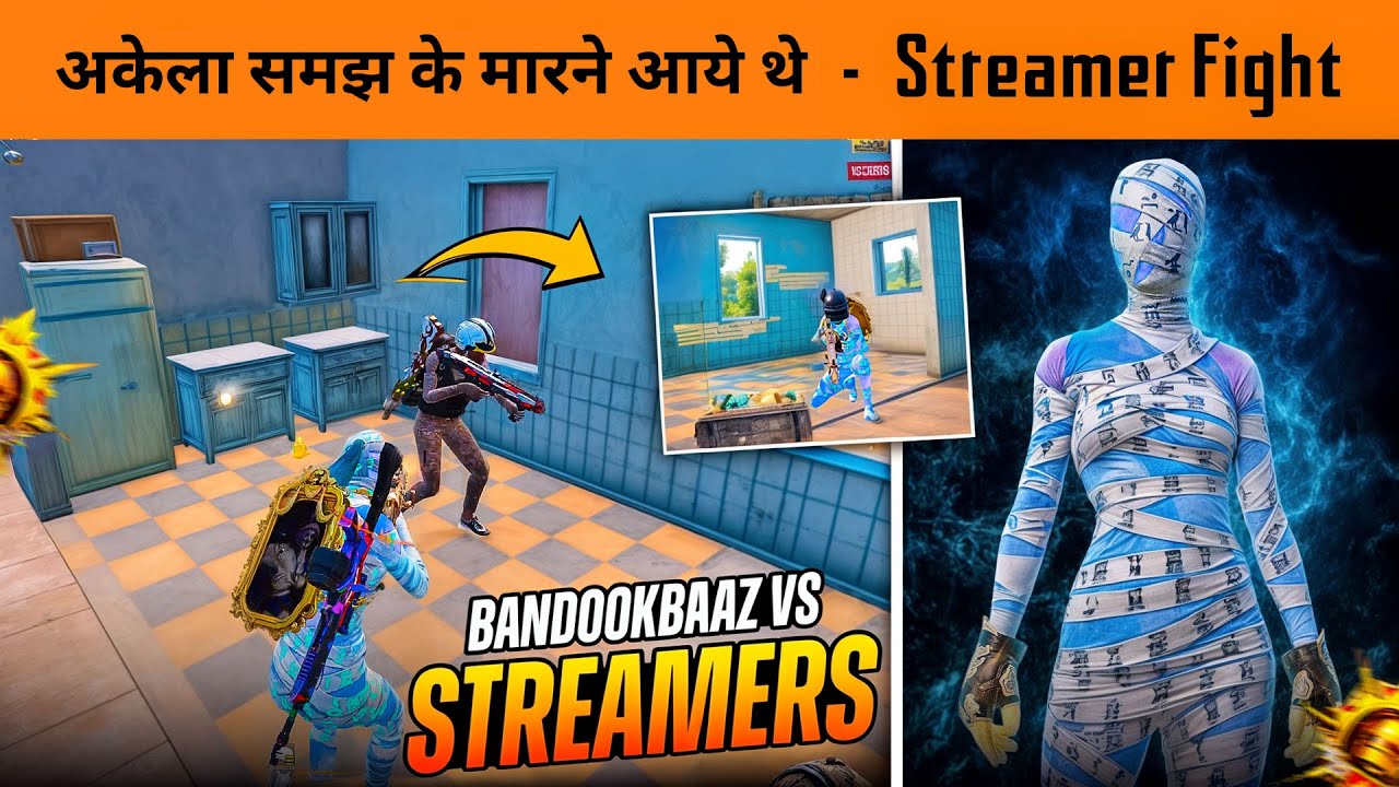 Bandookbaaz vs Streamer Fight 🔥Top 100 Conqueror lobby 1v4 Intense Moment in BGMI