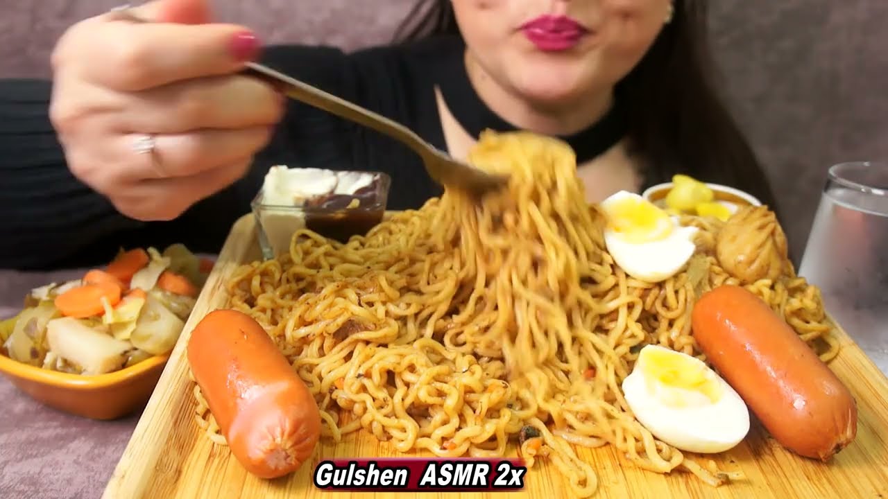2x ASMR SPICY NOODLES, SAUSAGE, DUMPLINGS | ASMR | EATING SOUNDS