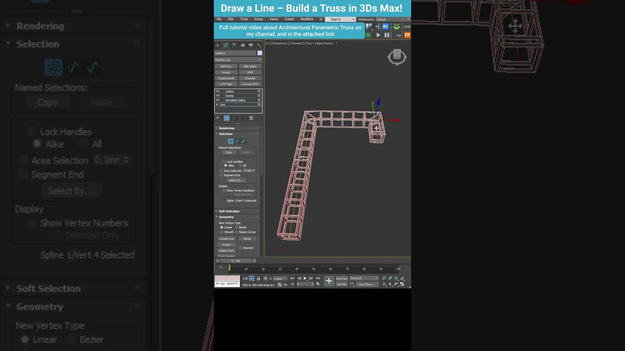 Draw a Line &ndash; Build a Truss in 3Ds Max! #shorts  #3dsmax #3dmodeling #truss
