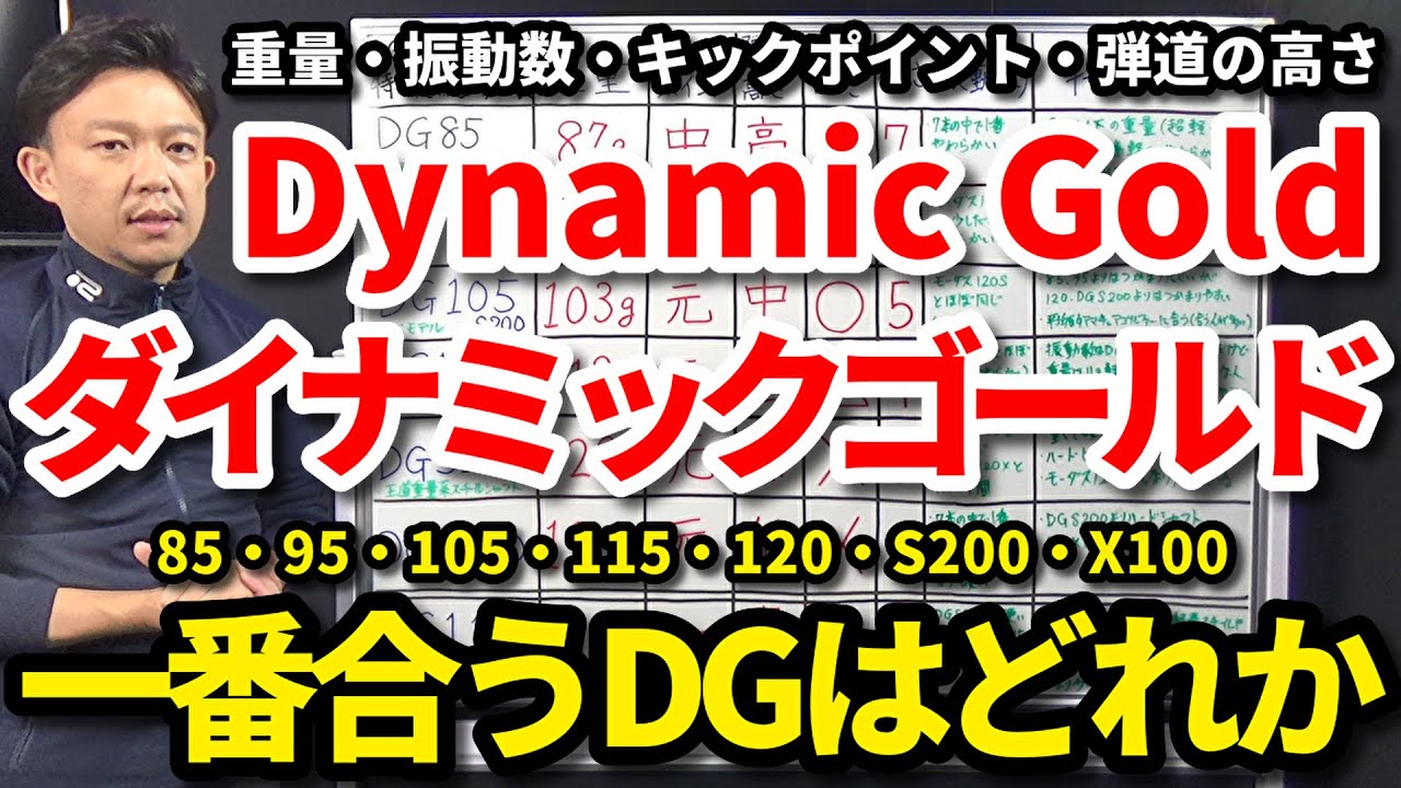 一番合うダイナミックゴールドはどれか？DG85・95・105・120・S200・X100・ウエッジ専用シャフトDG115のつかまりやすさ・キックポイント・高さ・振動数・重量【クラブセッティング】吉本巧