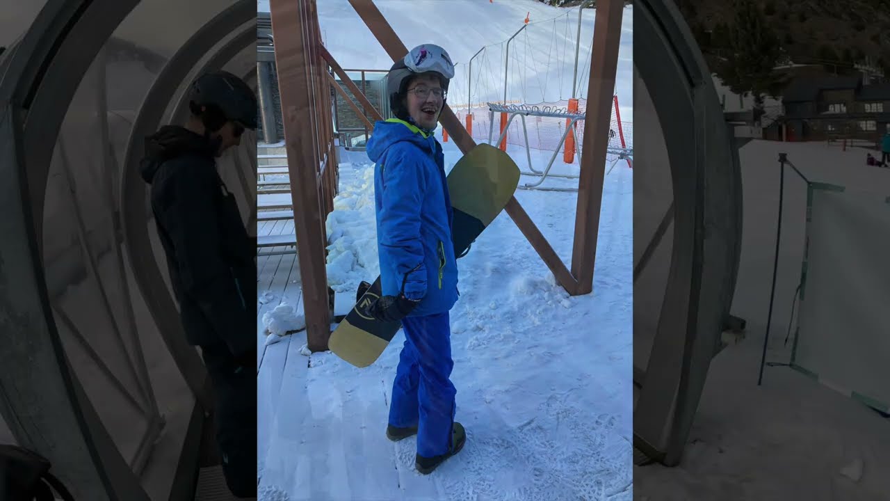 Tom learning to snowboard in Arinsal, Andorra   HD 1080p