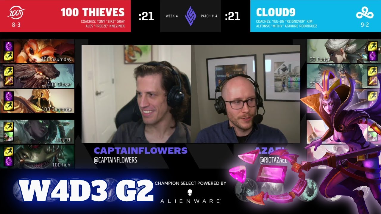 100 Thieves vs Cloud 9 | Week 4 Day 3 S11 LCS Spring 2021 | 100 vs C9 W4D3