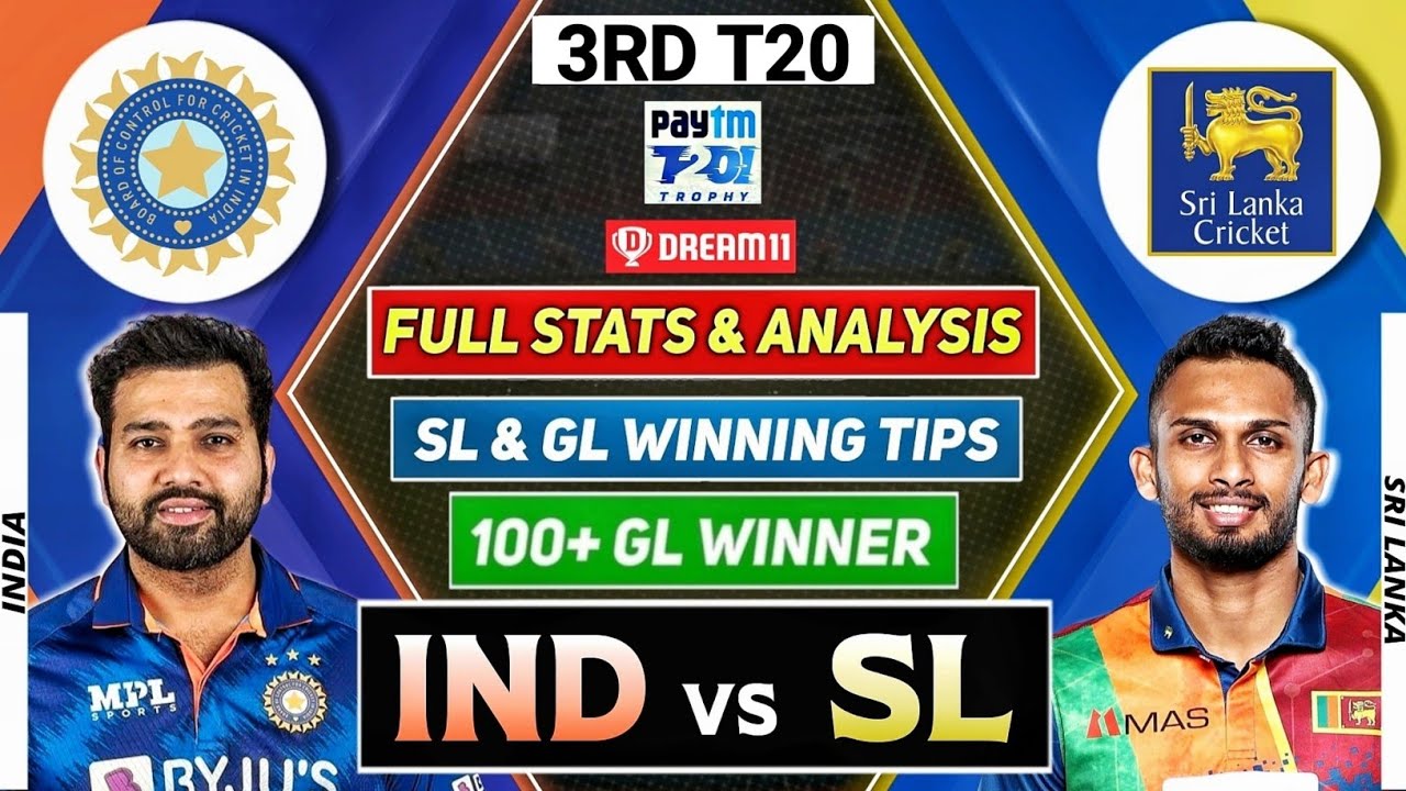 ind vs sl dream11 team today | ind vs sl dream11 prediction | 3rd t20 | dream 11 team of today match