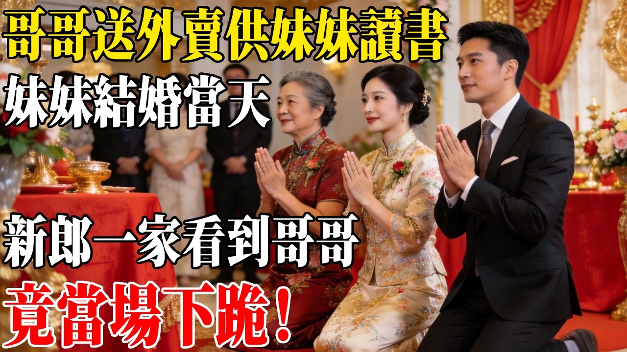 哥哥送外賣供妹妹讀書，妹妹結婚當天，新郎一家看到哥哥，竟當場下跪！#民間故事 #人間故事會