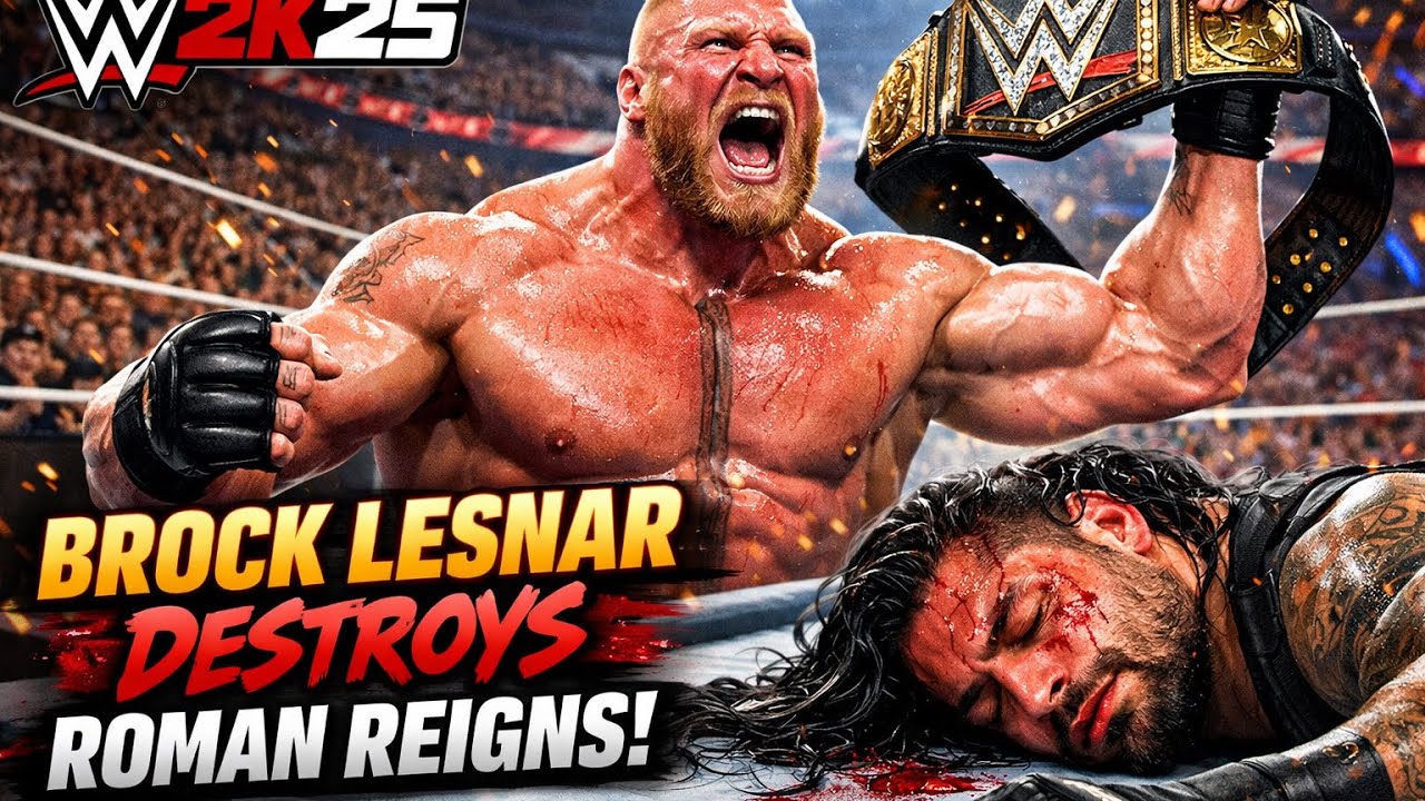 BROCK LESNAR DESTROYS ROMAN REIGNS in WWE 2K25! 😱 UNREAL FINISH!