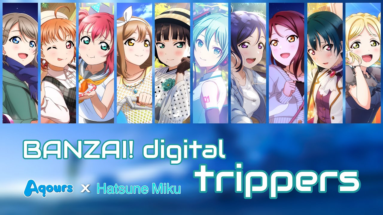 BANZAI! digital trippers - Aqours x Hatsune Miku【Kan, Rom, Eng, Color Coded】LoveLive