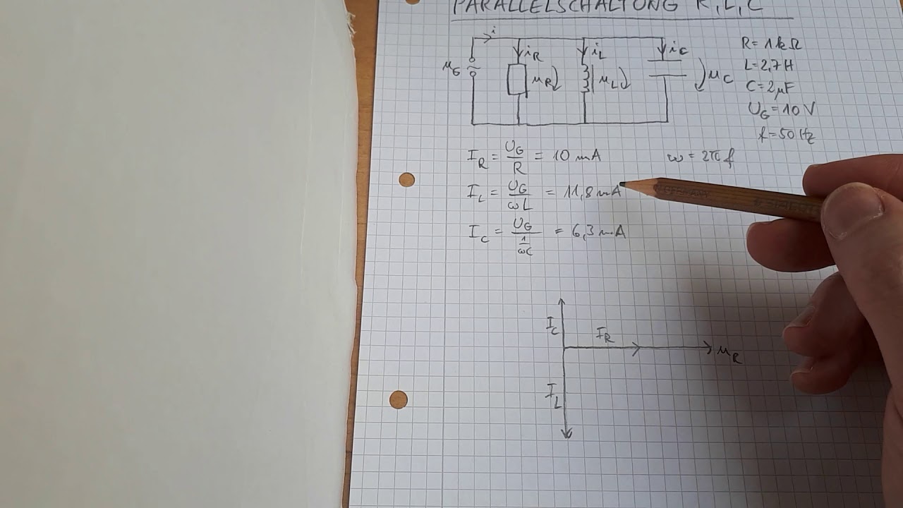 Phasendiagramm einer Wechselstromschaltung aus RCL parallel