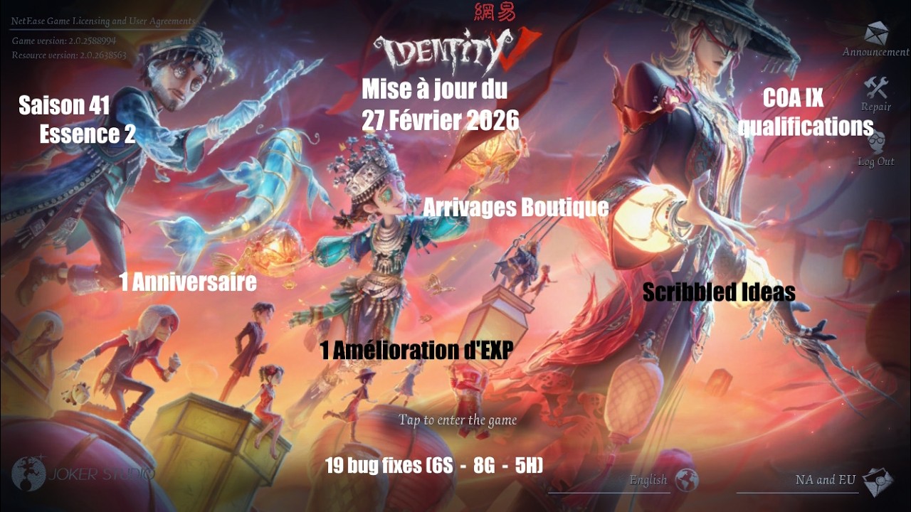 Identity V - Mise à jour du 27 Février 2026