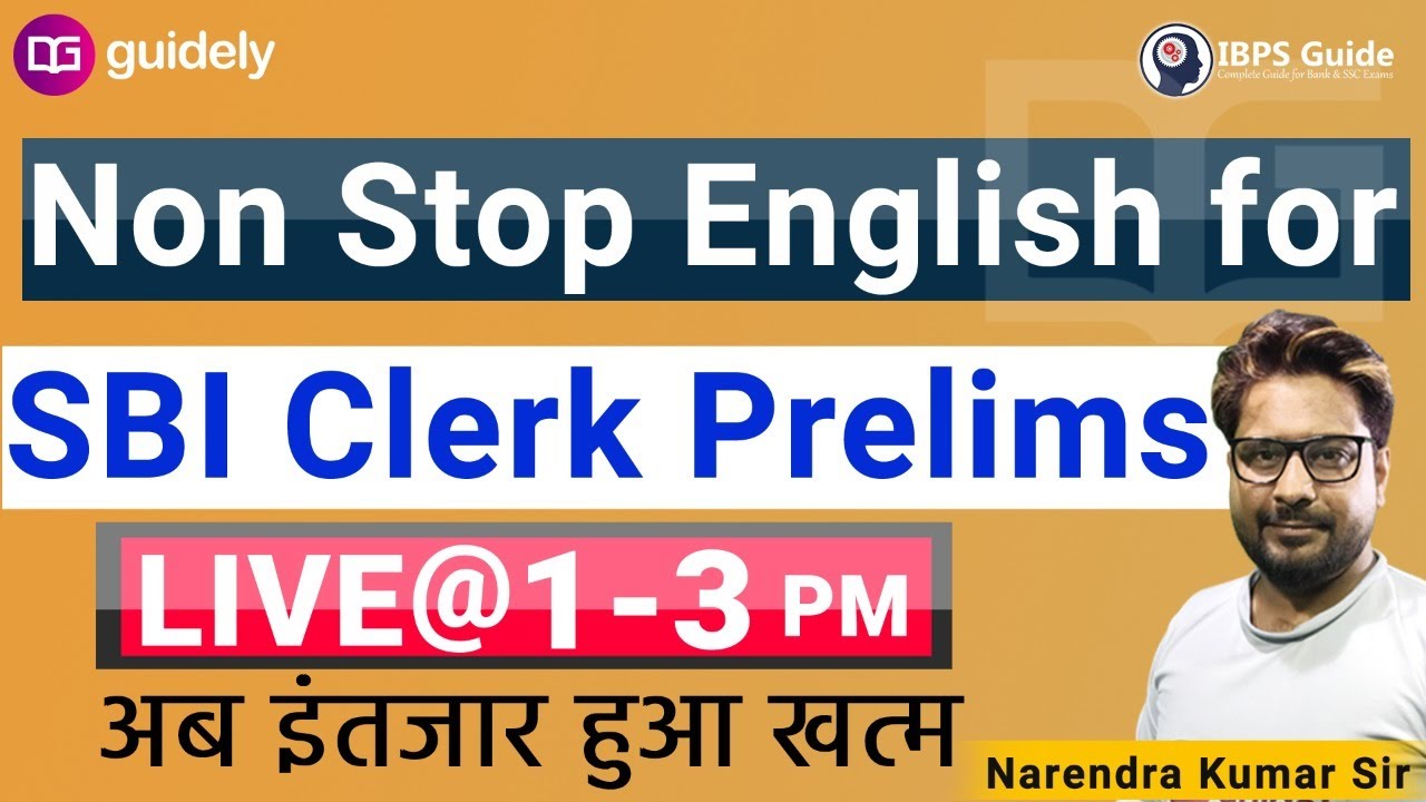 Non Stop English for SBI Clerk Prelims by Naren Sir | Guidely