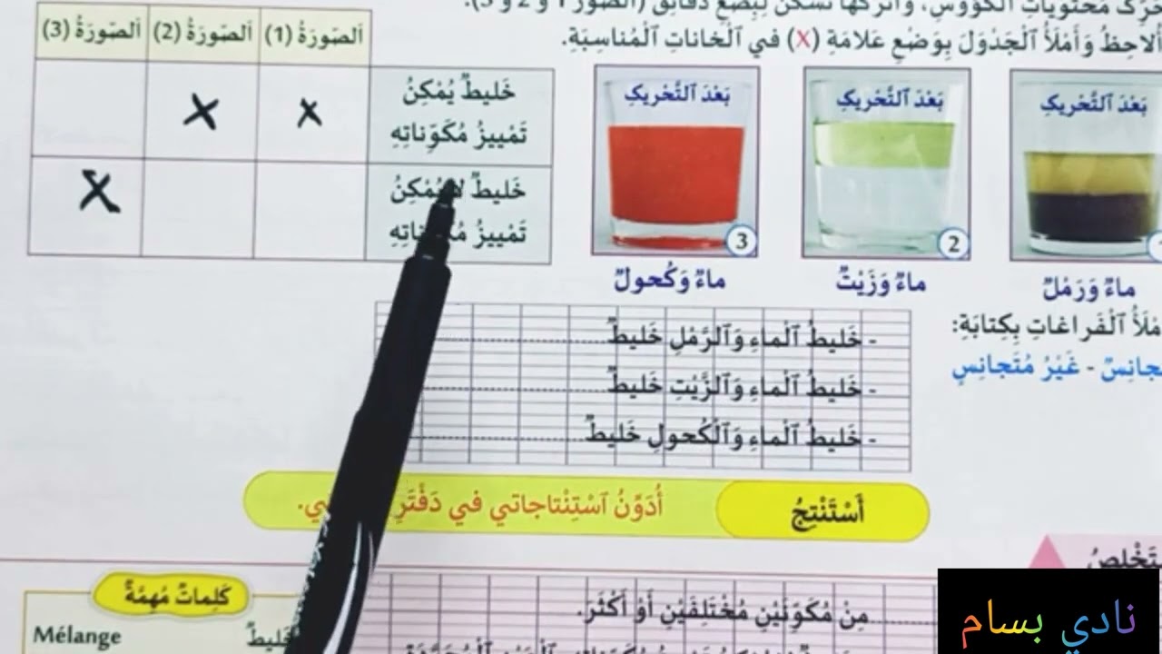 انواع الخلائط ص 25 منهل النشاط العلمي المستوى الثالث الإبتدائي