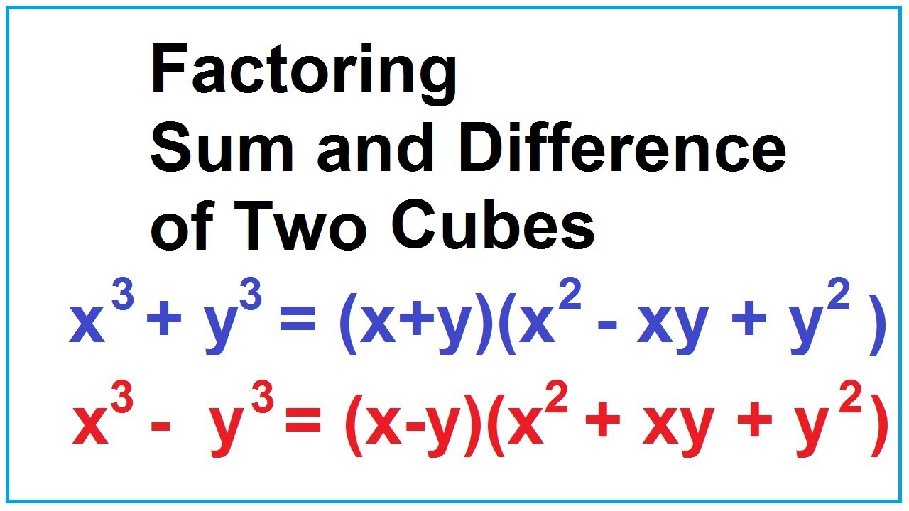 Factoring Sum and Difference of Two Cubes