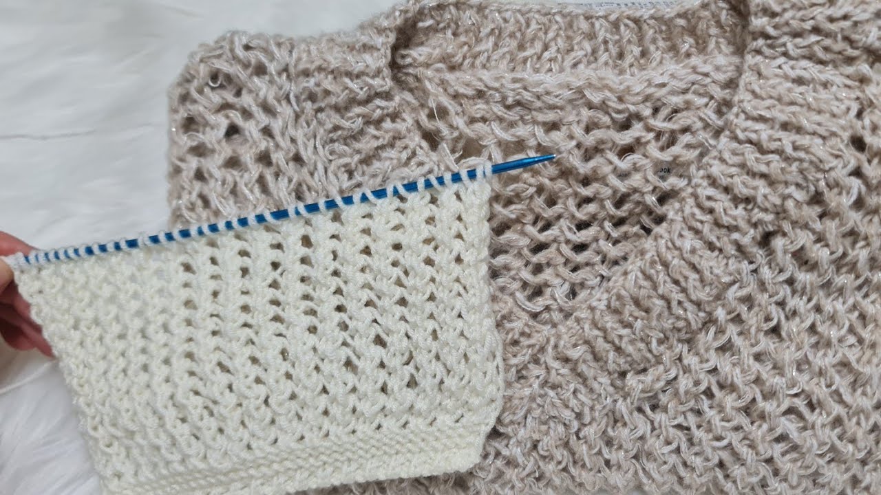 🧶AJUR ÖRGÜ | Ajurlu Delikli Şiş Örgü Modeli | Ajur Örgüden Süveter Yapımı | En Kolay Örgü Modeli🧶