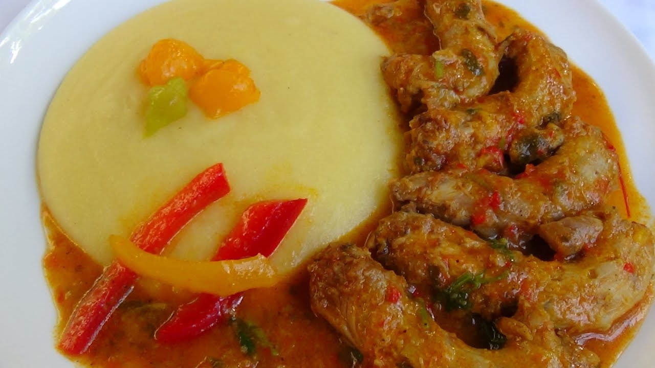 PESCOÇO DE FRANGO AO MOLHO GOSTOSO + ANGU