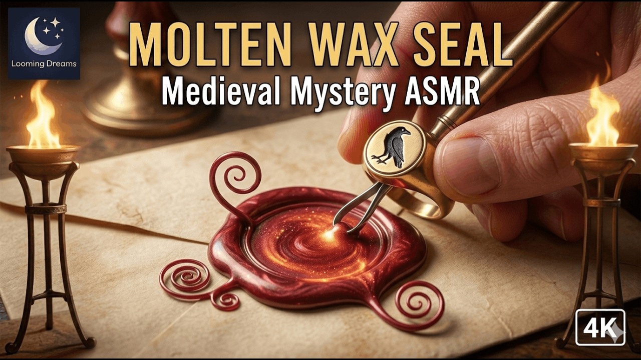 Satisfying Medieval Wax Seal ASMR 🕯️ Crow Signet Ring | Deep Red Molten Ooze & Squish (4K)