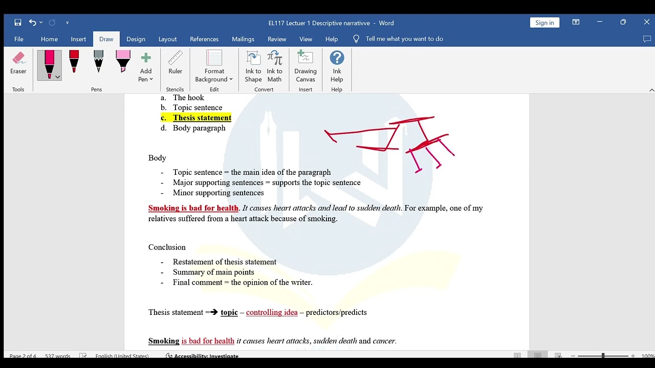 EL117 Descriptive narrative essay التقرير الوصفي الروائي