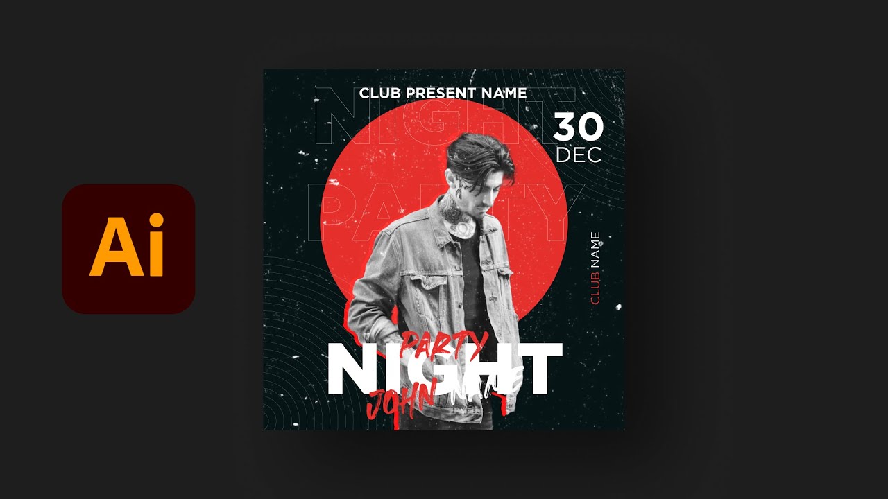 Illustrator CC Tutorial | Graphic Design | Night Party Poster Design ⚡