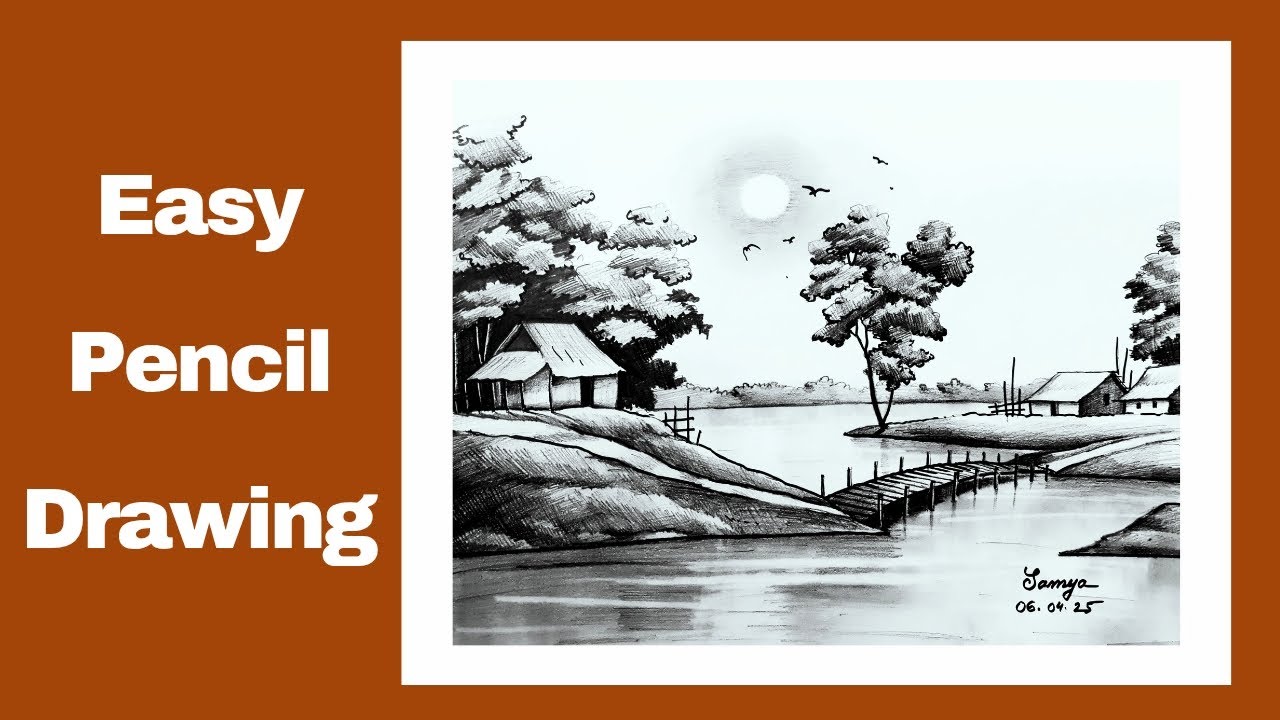How to Draw Village Scenery Easy with Pencil | Art with Samya-79