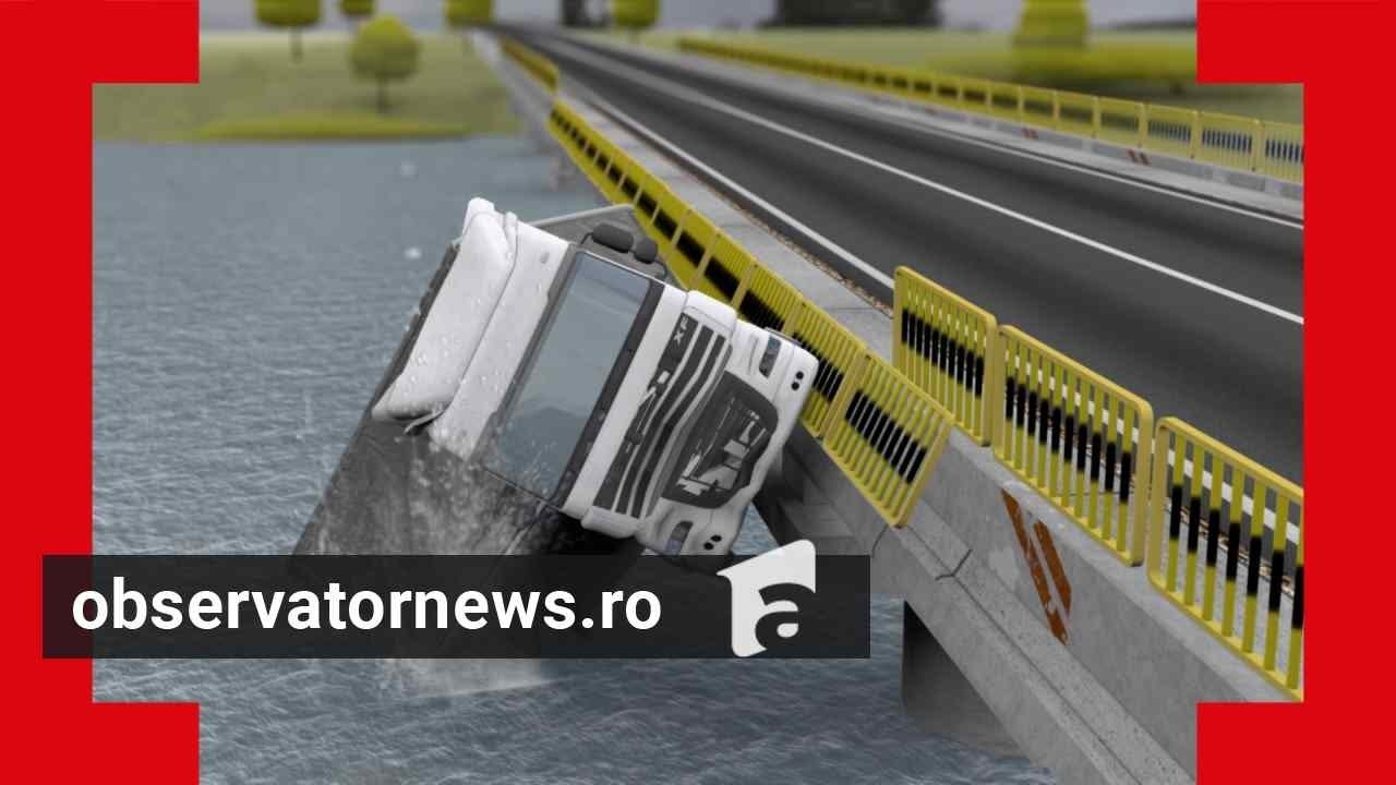 ANIMAŢIE. Şofer, mort după ce i-a explodat roata şi a căzut cu TIR-ul în Dunăre
