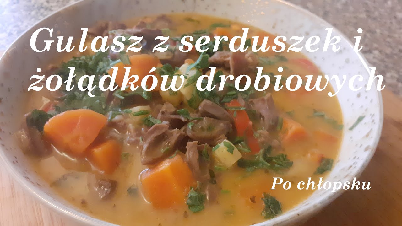 Gulasz z serduszek i żołądków drobiowych