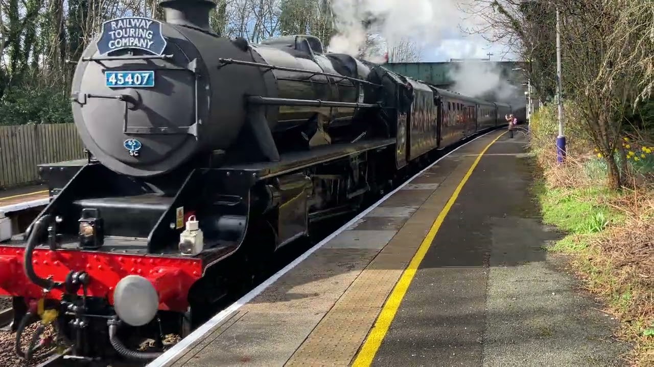 Black 5 45407 &lsquo;The Lancashire Fusilier&rsquo; passing Middlewood with the &lsquo;Buxton Spa Express&rsquo; (14/03/26)