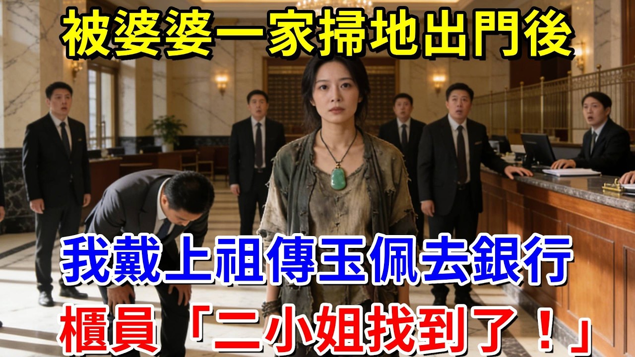 被婆家掃地出門後，我戴上祖傳玉佩去銀行，櫃員慌忙起身：董事長，二小姐找到了！下秒一排勞斯萊斯堵滿門口！#阿木講故事#為人處世#生活經驗#情感故事#養老#睡前故事