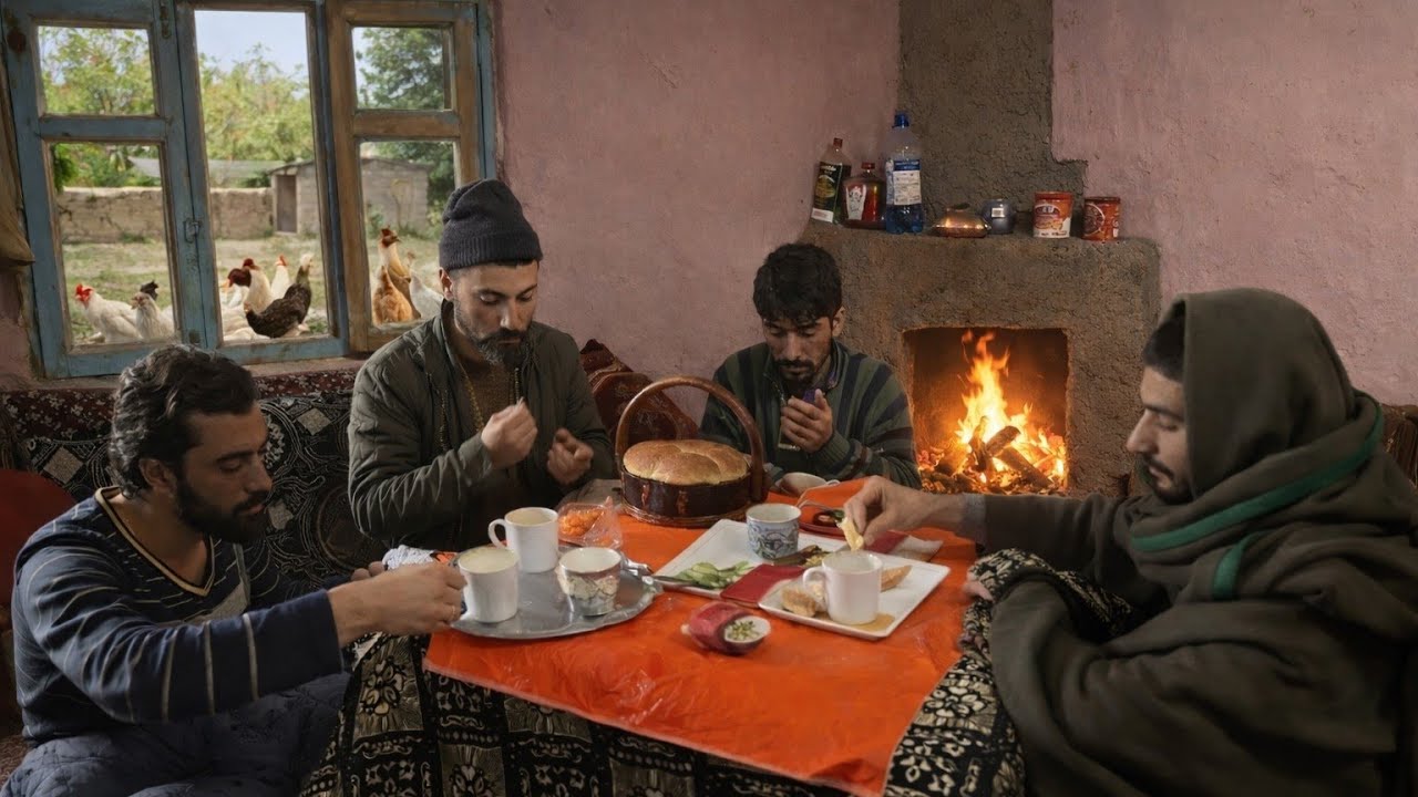 A Beautiful Winter Morning in a Remote Village | The Story of Single Young Men Living in One Room