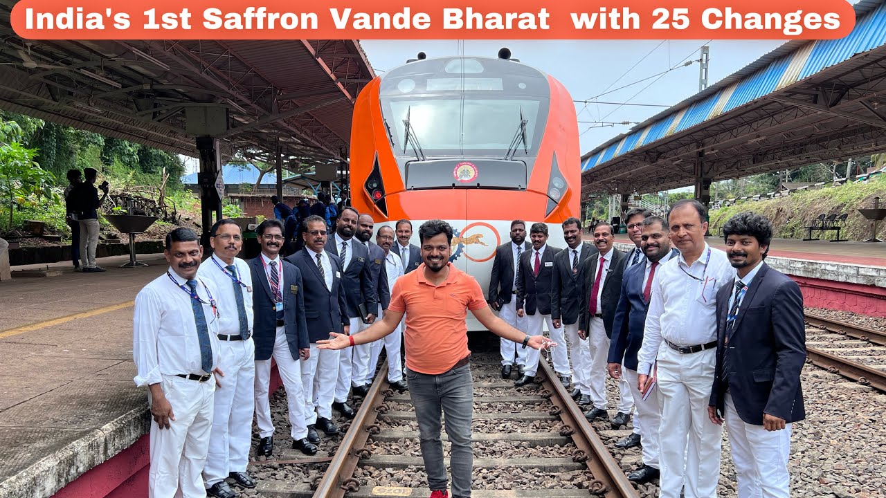First Exclusive Saffron Vande Bharat Express with 25 Changes  | Kasaragod-TVC Inaugural Journey