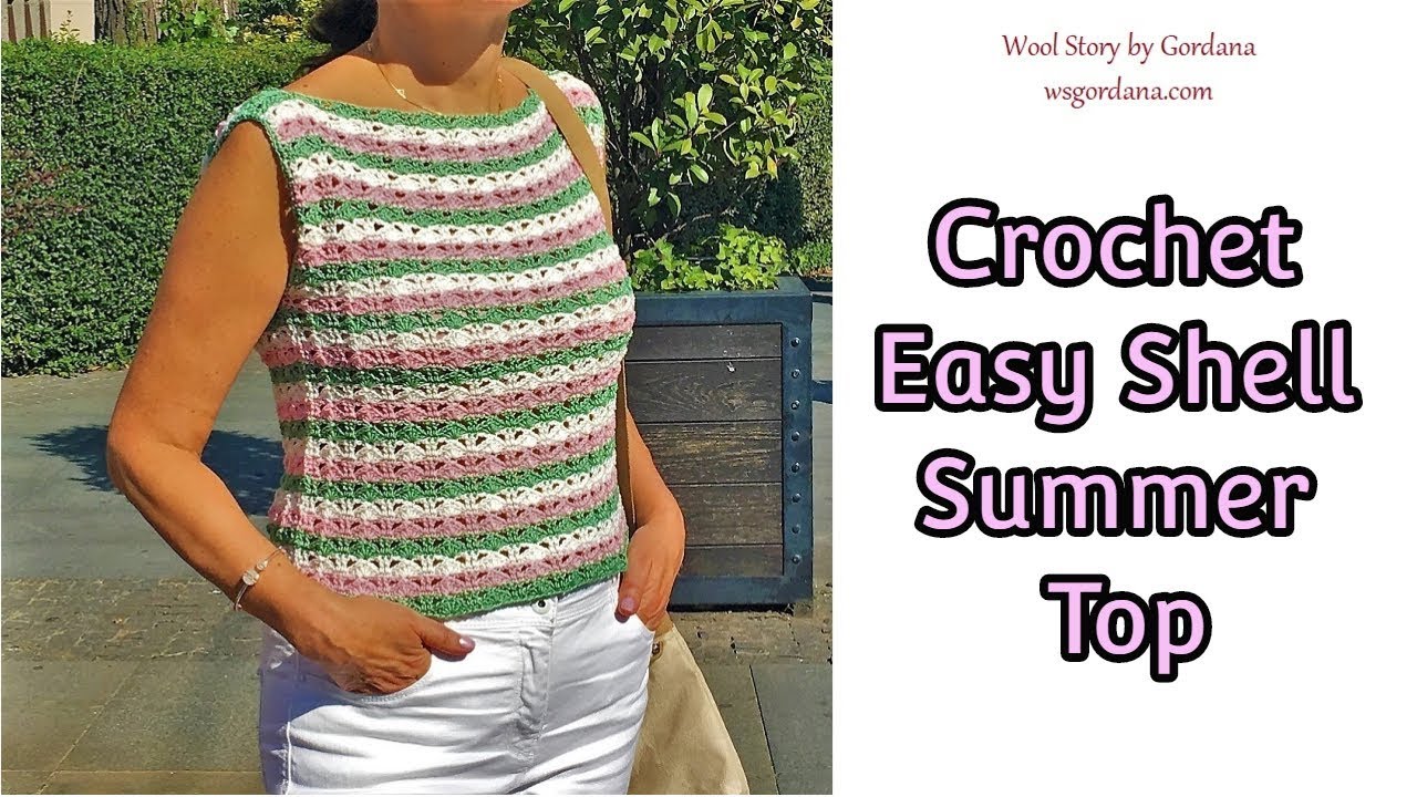 Colorful Crochet Shells for Top -  Blouse (Heklana letnja kratka bluza)