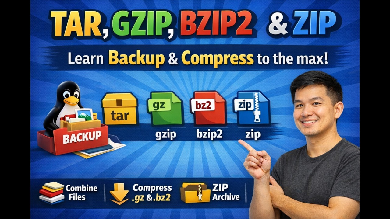 Linux vរៀន TAR, GZIP, BZIP2 និង ZIP ពេញលេញ! 🚀Backup, Compress និង Extract ដូចអ្នកជំនាញVideo5