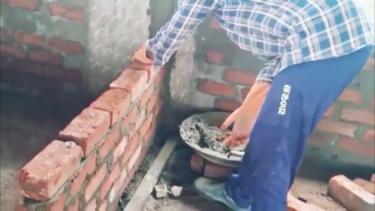 Brick wall making construction work/construction techniques