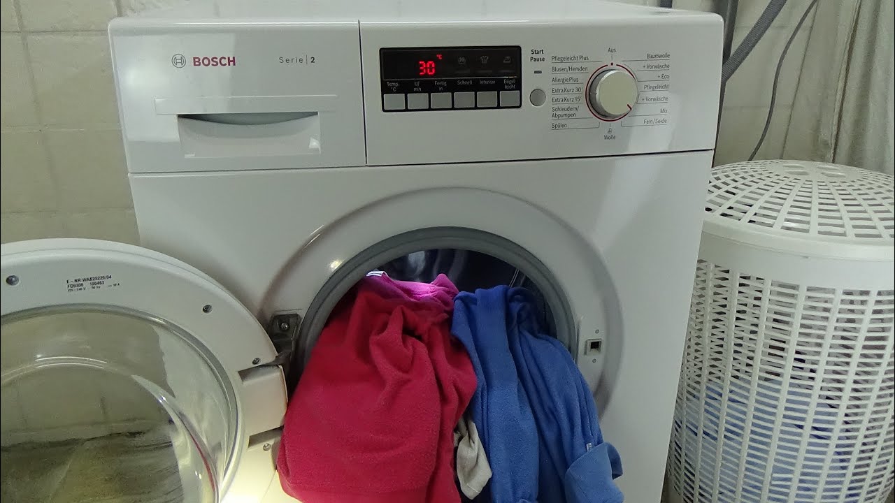 BOSCH WAB28220 washing machine, mix wash 30 degrees program lavadora test example movie #301